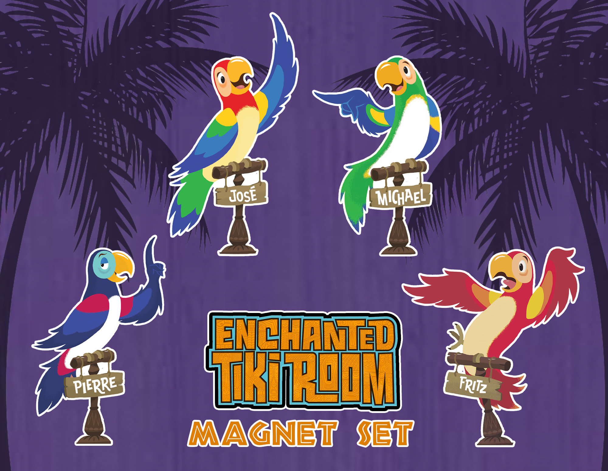 Enchanted Tiki Room Birds Magnets Set of Five