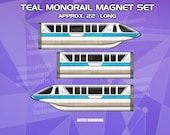 Monorail Teal Magnet Set - Inspired by the Walt Disney World Monorail System