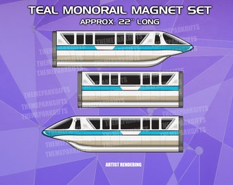 Monorail Teal Magnet Set - Inspired by the Walt Disney World Monorail System