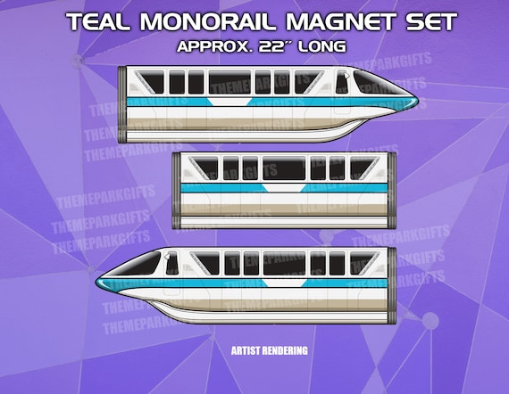 Monorail Teal Magnet Set - Inspired by the Walt Disney World Monorail System
