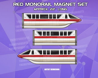 Monorail Red Magnet Set  - Inspired by the Walt Disney World Monorail System