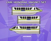 Monorail Lime Magnet Set - Inspired by the Walt Disney World Monorail System