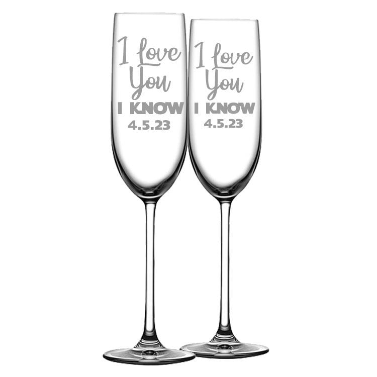I Love You I Know Personalized Wedding Champagne Flutes set of 2 Glasses for Toasting bride and Groom Gifts wedding Registry Etsy