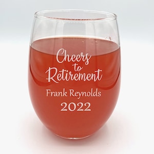 Personalized Engraved Stemless Wine Glass - Retirement Gift