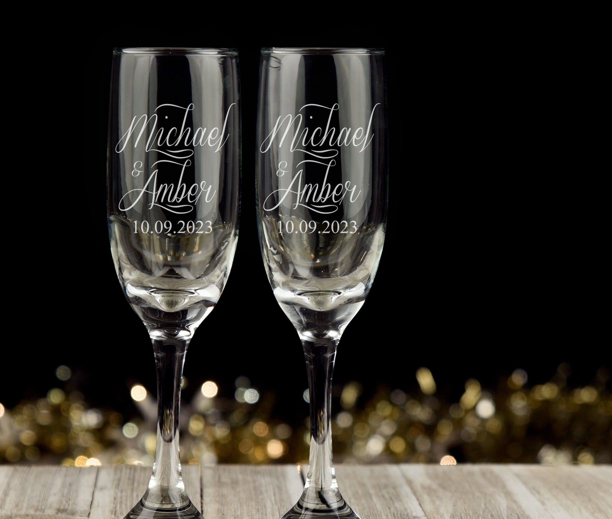 Engraved Champagne Flutes  Personalized Custom Champagne Glasses
