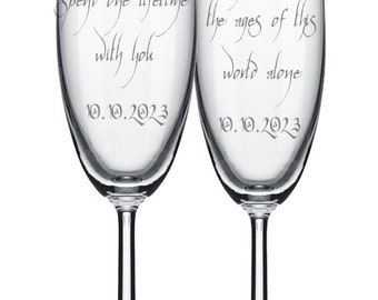 I would rather spend one lifetime - Personalized Wedding Champagne Flutes -Set of 2 glasses for toasting/bride  gifts -Wedding Registry