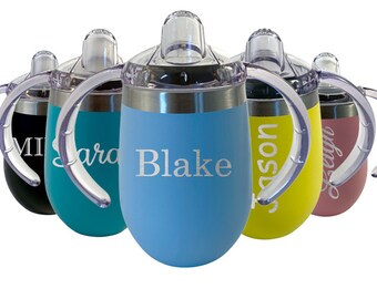 Personalized Sippy Cup, Powder Coated Stainless Steel Toddler Cup, Birthday Gift, Kid Tumblers, Baby Shower Gift, engraved sippy