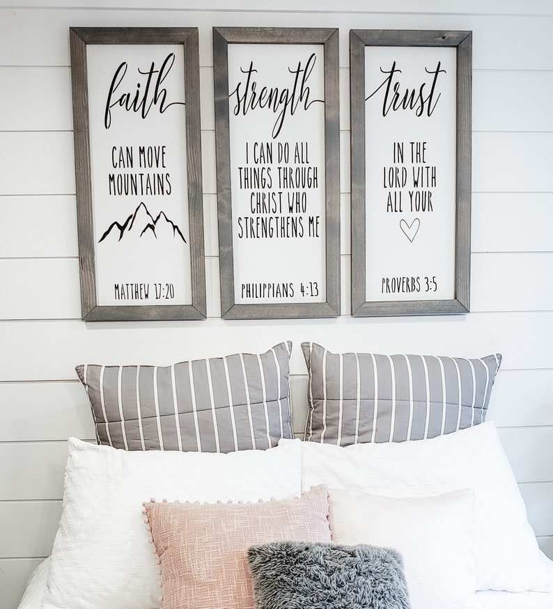 Scripture Wall Decor Wood Framed Signs Inspirational Signs | Etsy