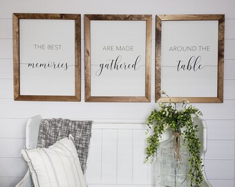 dining room sign | the best memories are made gathered around the table | sign for kitchen | dining room wall decor | sign for kitchen