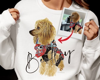Custom Pet Portrait Sweatshirt, Personalized Dog & Cat Photo Gift