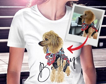 Custom Pet Portrait T-Shirt – Personalized Dog & Cat Lover Tee