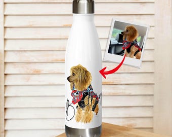 Custom Pet Portrait Water Bottle – Personalized Stainless Steel Flask