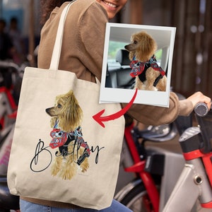 Personalized Embroidery Canvas Handbag with Shoulder Strap Women's Tote Bag  Organizer for Pets Custom Name