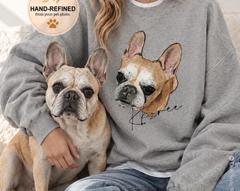 Personalized Pet Portrait Sweatshirt, Custom Dog or Cat Crewneck from Photo