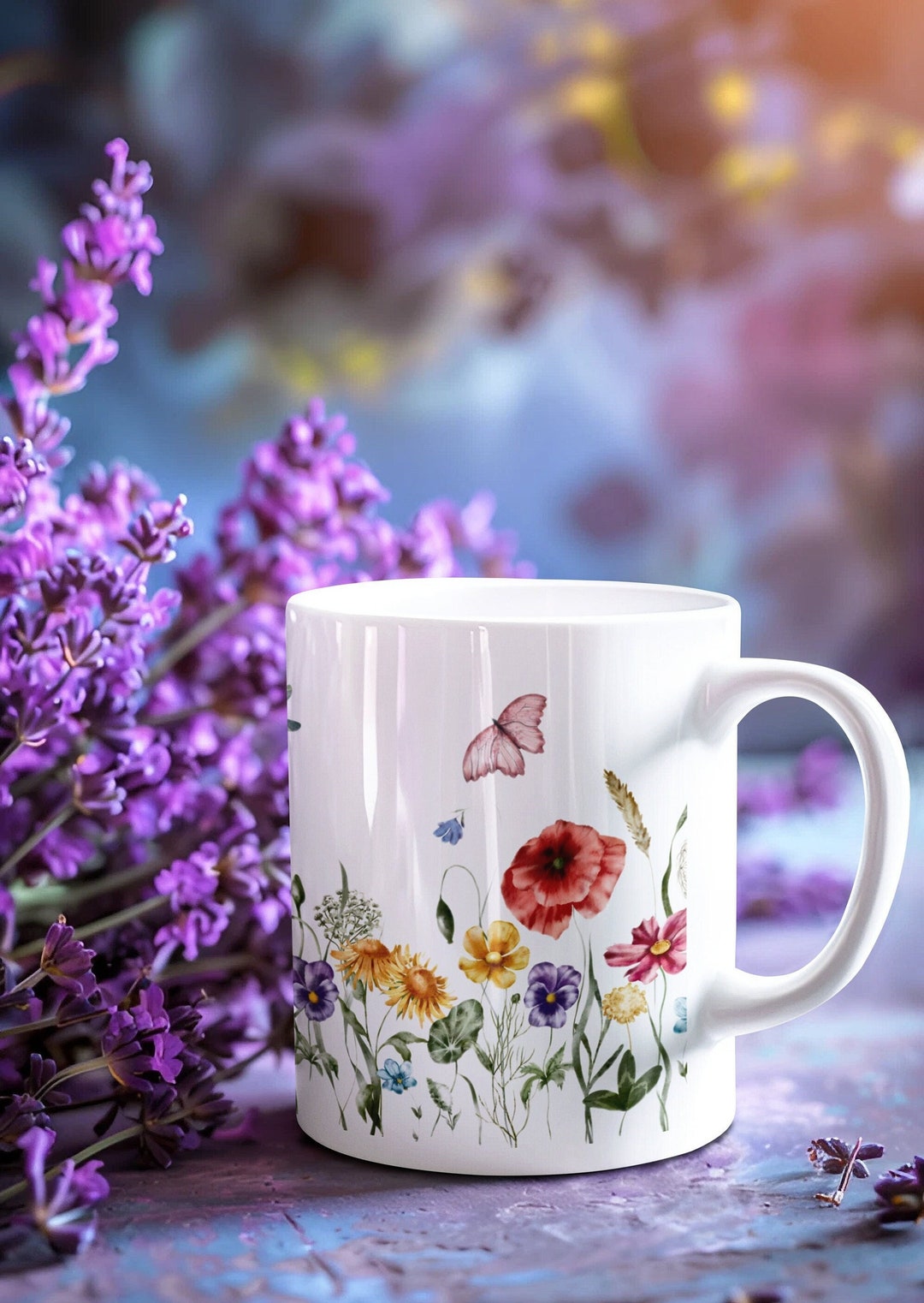 Boho Wildflowers Cottagecore Mug Gift for Her Pressed Flowers Mug Cup ...
