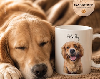 Personalized Pet Portrait Mug, Custom Dog or Cat Coffee Mug from Photo