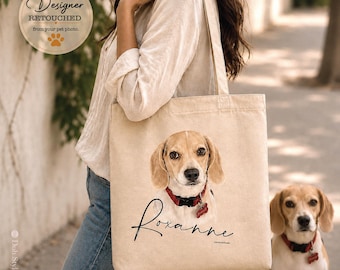 Organic Cotton Custom Pet Portrait Tote - Eco-Friendly Personalized Animal Carryall
