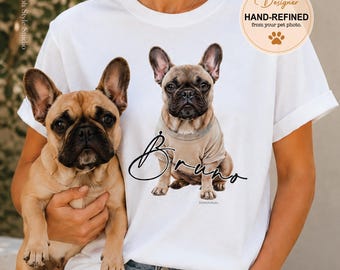 Personalized Pet Portrait T-Shirt, Custom Dog or Cat Shirt from Photo