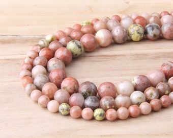Genuine Natural Plum Blossom Jasper Loose Beads 4mm 6mm 8mm 10mm 12mm Gemstone Beads for DIY Jewelry Making Bracelet Necklace Wholesale