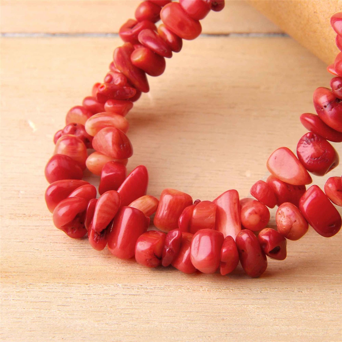 32 Natural Red Coral Chips Beads 58 mm Genuine Red Etsy