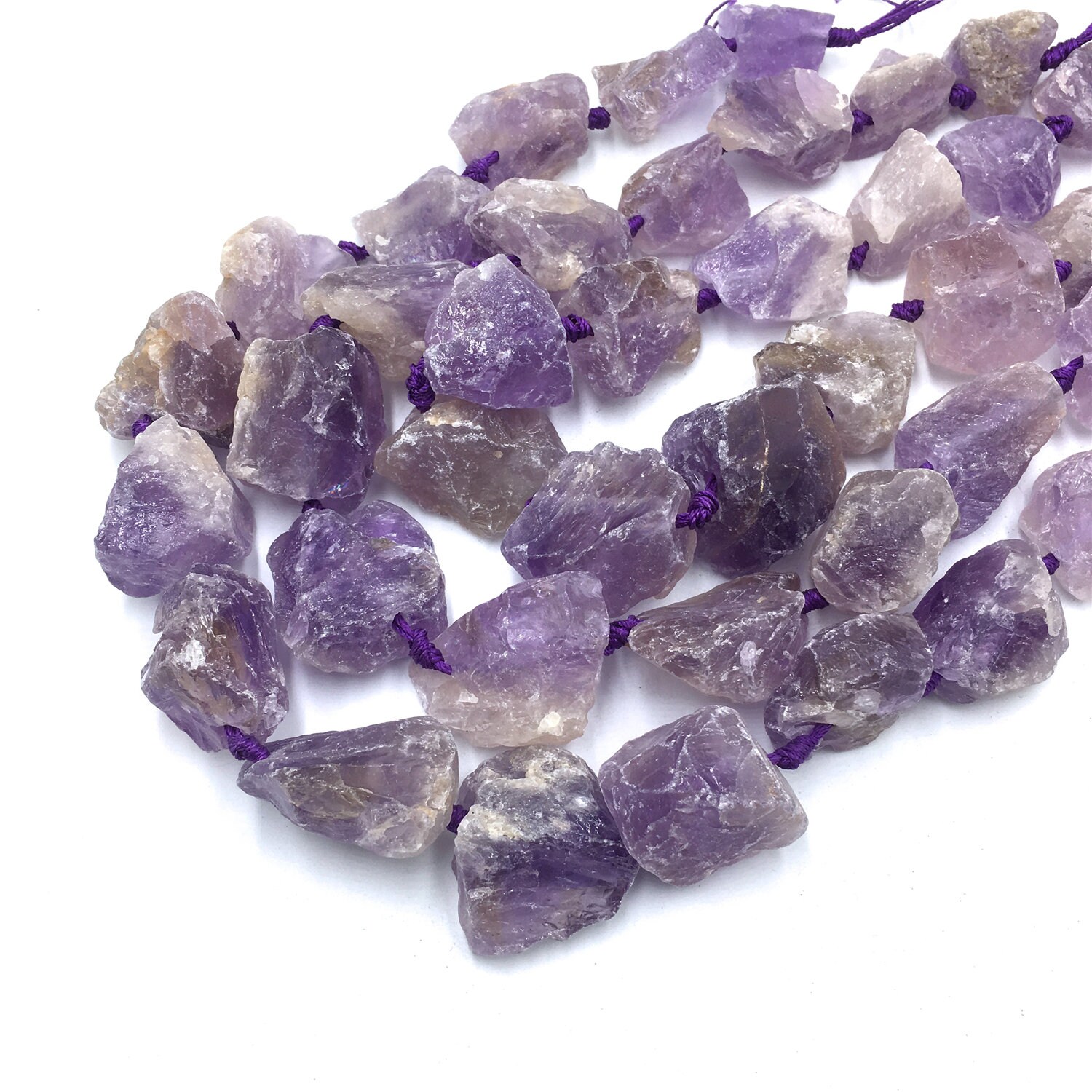 Natural Column Quartz Purple Amethyst Stone Beads For Jewelry Making String 15'' 