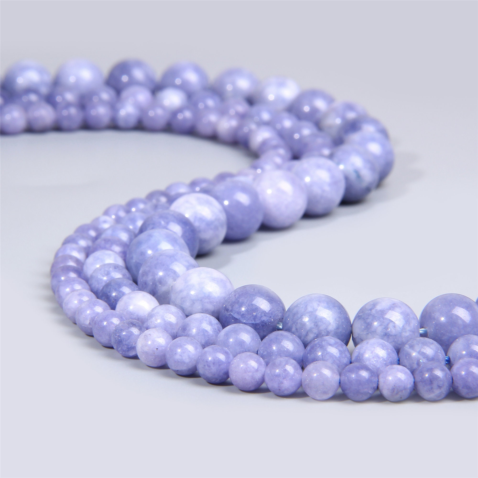 Natural Stone Purple Jades Angelite Loose Spacer Round Beads For