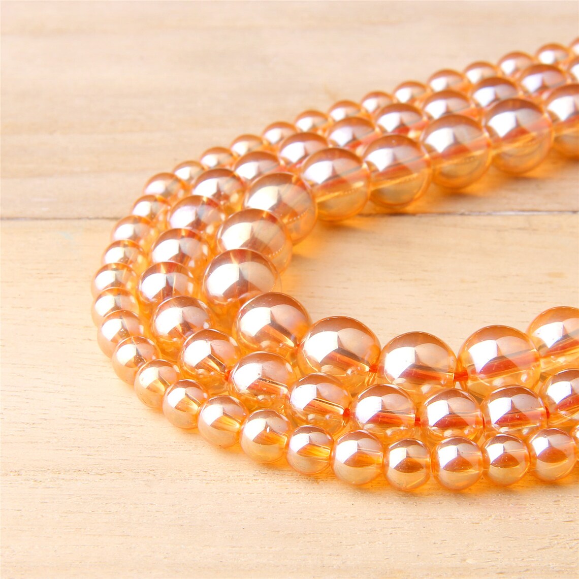 Orange Moonstone Beads Synthetic Round Beads Polished Smooth Etsy