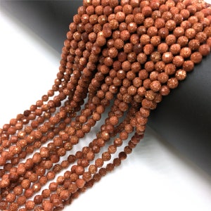 15.5 Natural Tiny Sunstone Beads Micro-faceted Round Beads Cut Faceted Beads 2 mm 3 mm Gemstone Sunstone Loose Beads For DIY Jewelry Making