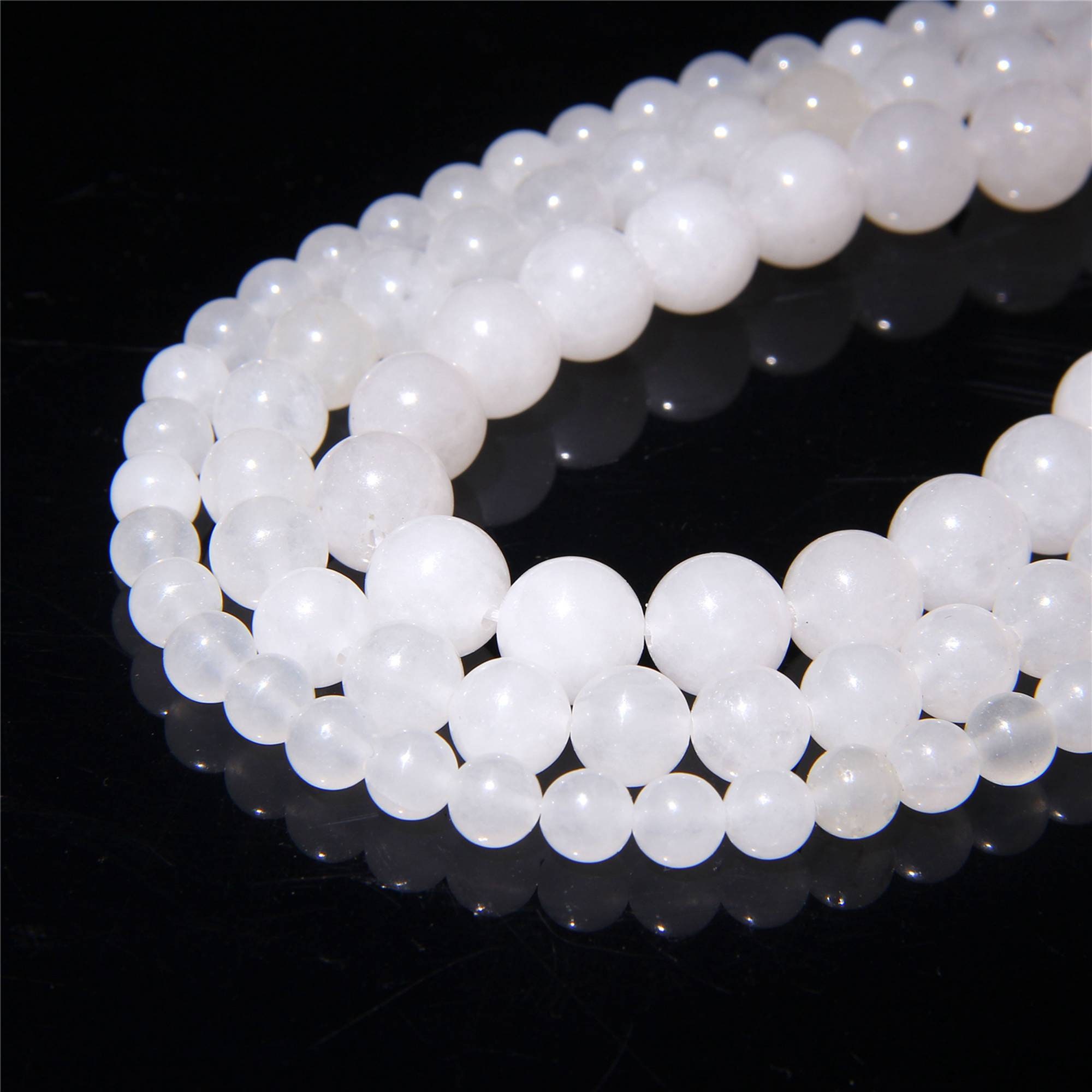 White Marble Beads 4 mm 6 mm 8 mm 10 mm 12 mm Polished Round Etsy