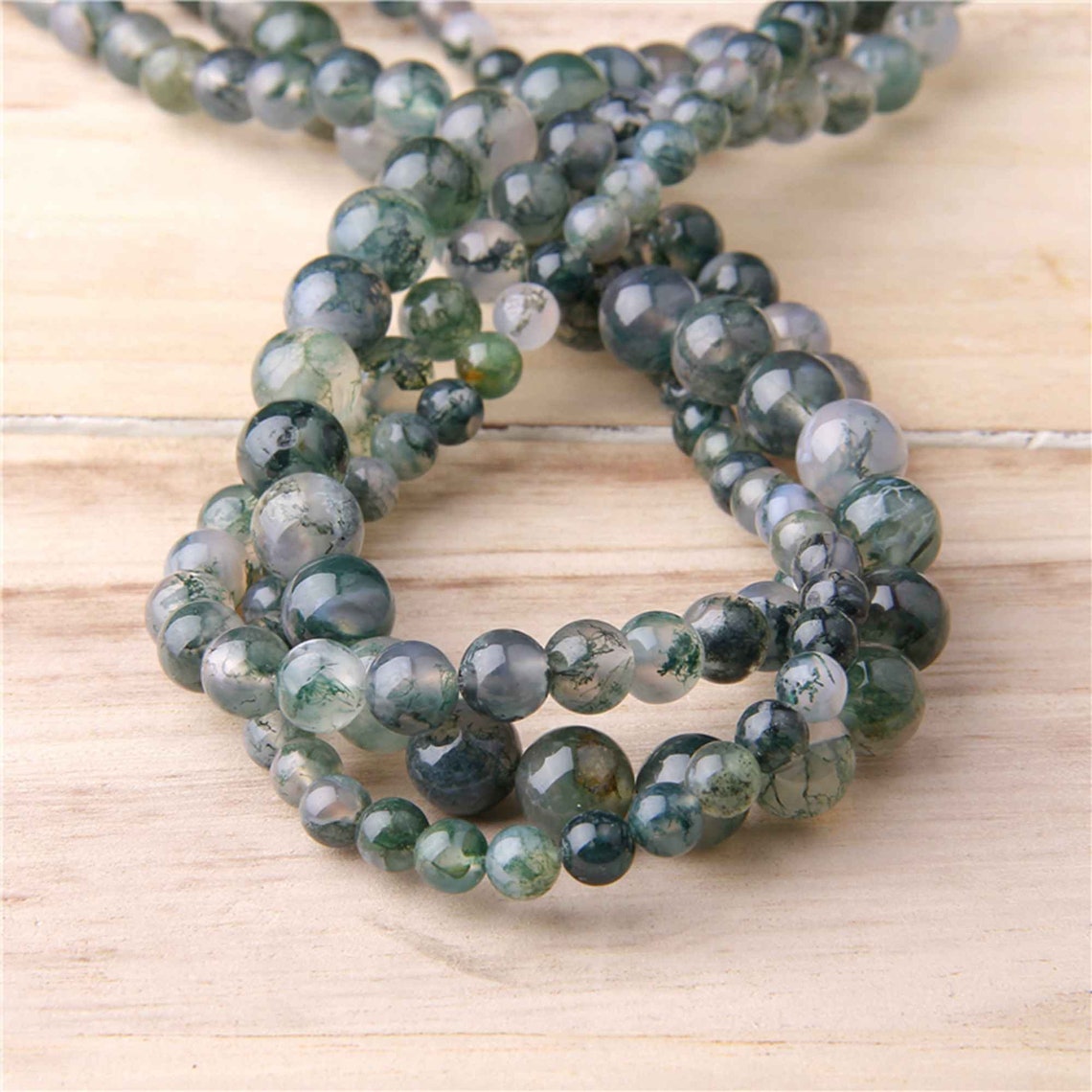 15.5 Natural Moss Agate Green Grass Agate Beads 4 mm 6 Etsy