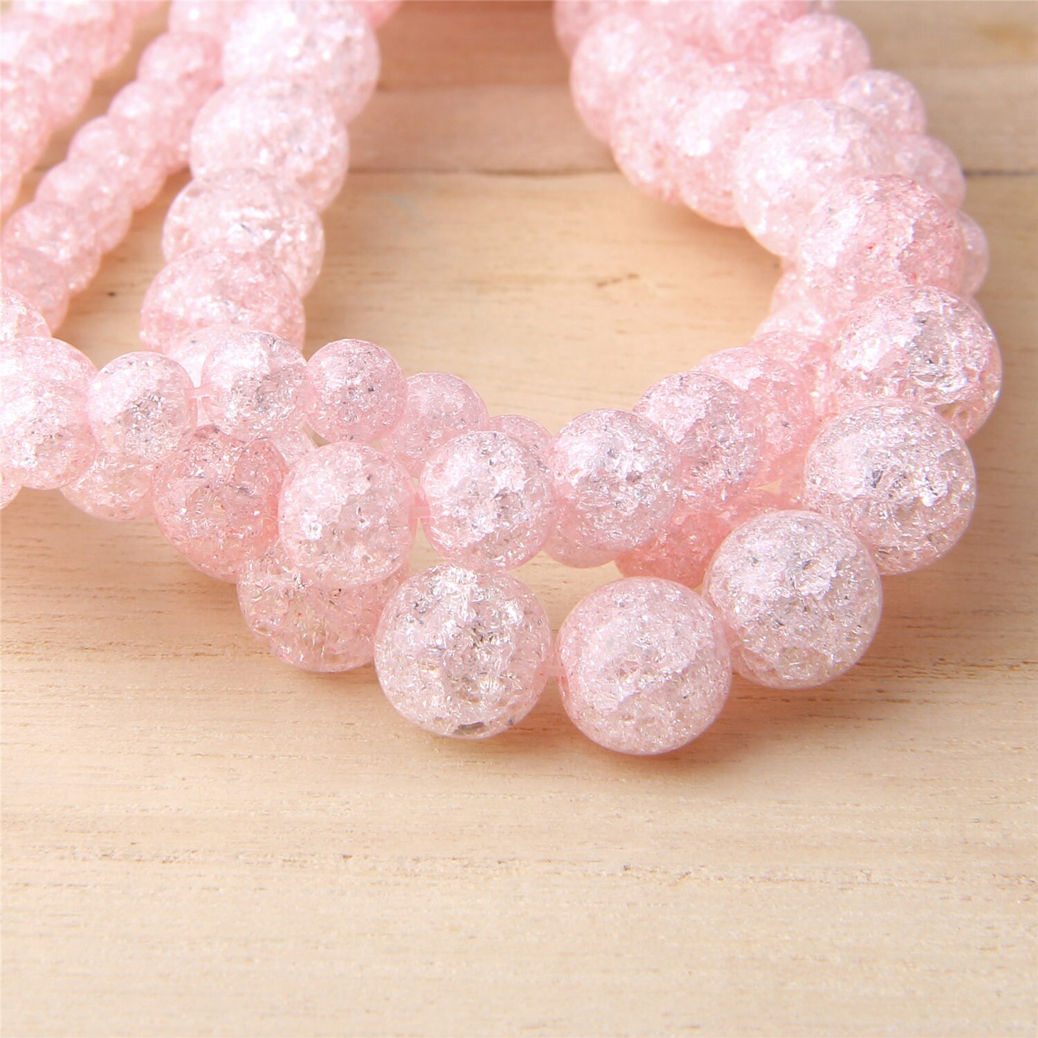 Cracked Round Beads Pink Crystal Beads Synthetic Glass Beads | Etsy