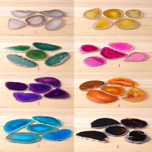 8 Color Natural Agate Slice Wedding Place Cards Gemstone Agate Slab Agate Slice Raw Agate Slice Card Geode Card Wholesale 35-50*60-80*5*5 mm