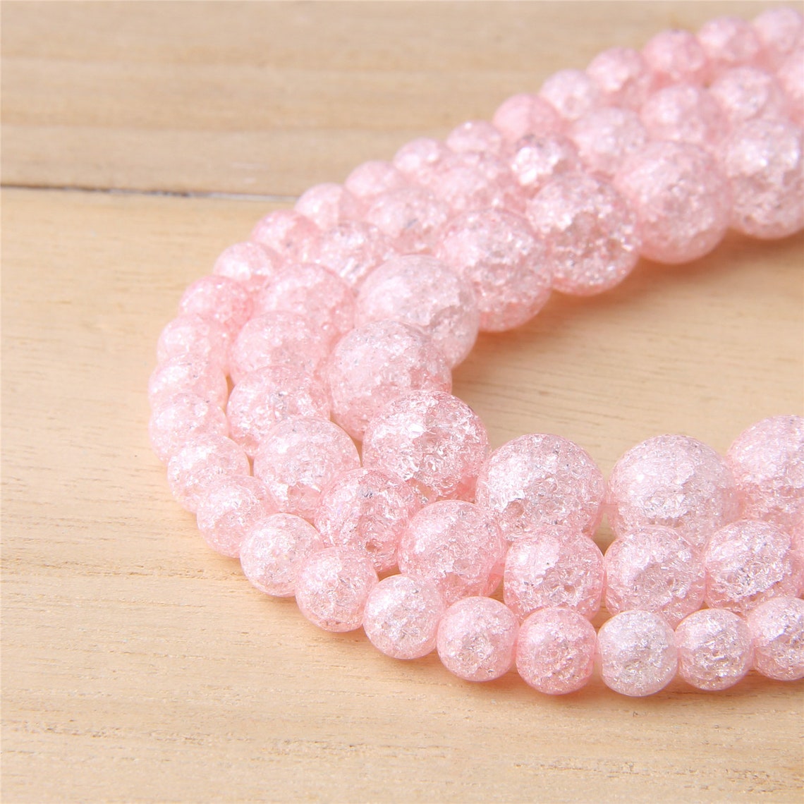 Cracked Round Beads Pink Crystal Beads Synthetic Glass Beads Etsy