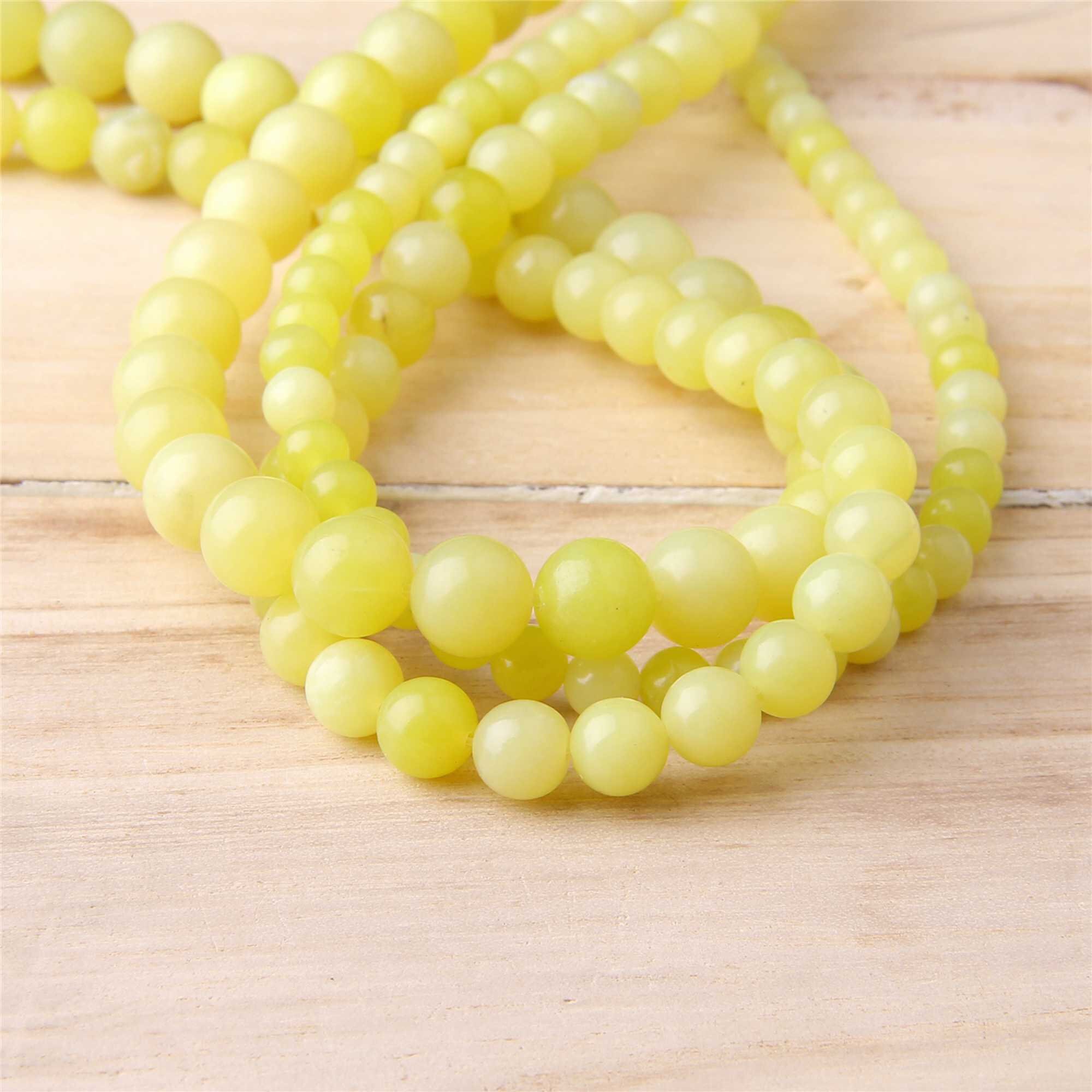 15.5 Lemon Jade Natural Gemstone Yellow Jade Round Beads Etsy