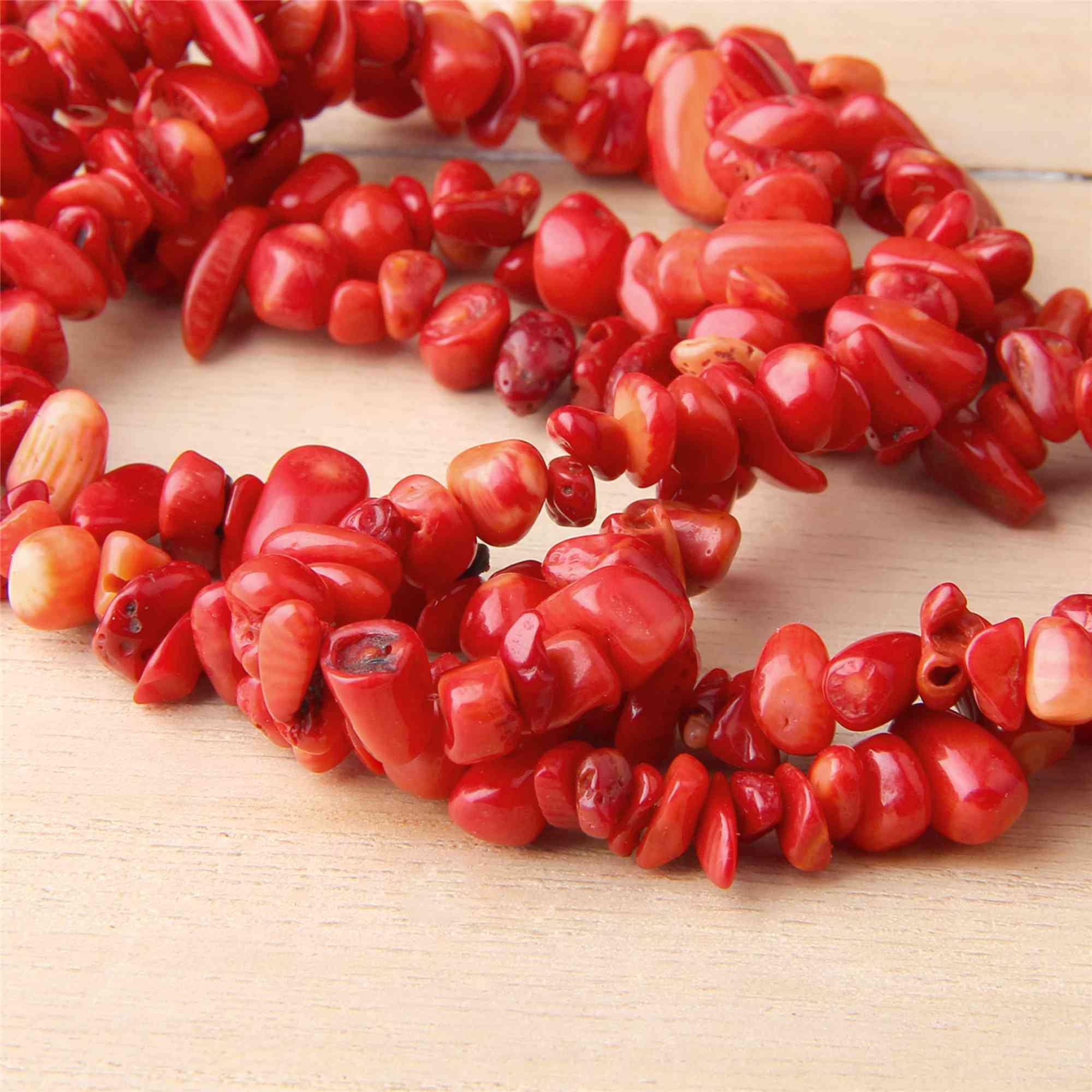 32 Natural Red Coral Chips Beads 58 mm Genuine Red Etsy