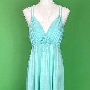 Camisón vintage glamoroso de color turquesa, talla grande, camisón vintage de Erica Loren, camisón vintage, ropa de dormir sexy, regalo de San Valentín