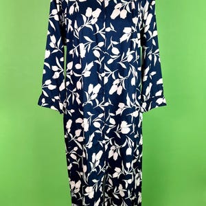 Vintage Eve Stillman Blue Tulip Floral Zip up Cotton Robe - Size Large