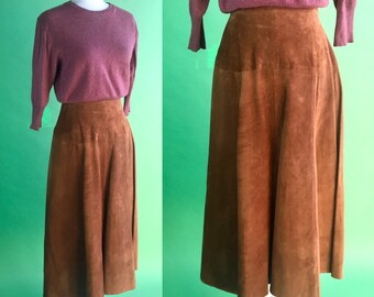 Vintage 90s Brown Suede Skirt - Size Small - Firenze Saks Fifth Avenue | Vintage Westernwear Skirt | Cowgirl Style | Vintage Boho Style
