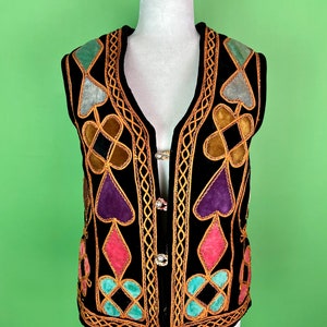 Vintage 60s Afghan Vest - Size S/M | Vintage 60s Velvet Hippie Vest | Vintage Uzbek Embroidered Waistcoat | Jimmi Hendrix Style