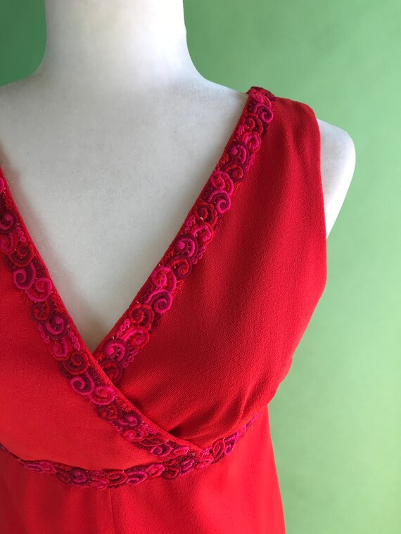 Vintage 70s Red Wide Leg Jumpsuit - Size Small | … - image 3