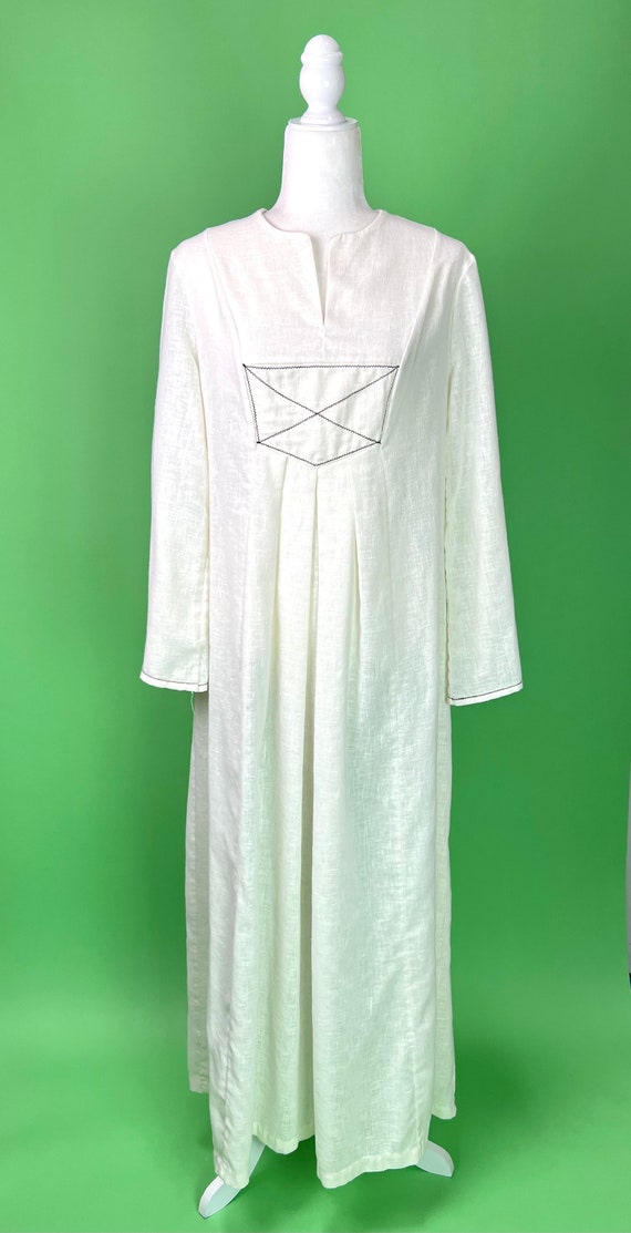 Vintage 70s Sheer Cotton Boho Hippie Cult Dress -… - image 9