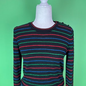 Vintage Black and Metallic Striped Sweater - Size S/M | Vintage Holiday Sparkly Sweater | Christmas Party Sweater | Disco Sweater