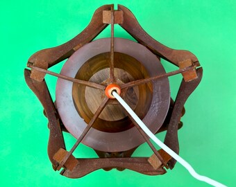 Unique, Rustic Pendant Lamp With Reclaimed Barn Beam Wood