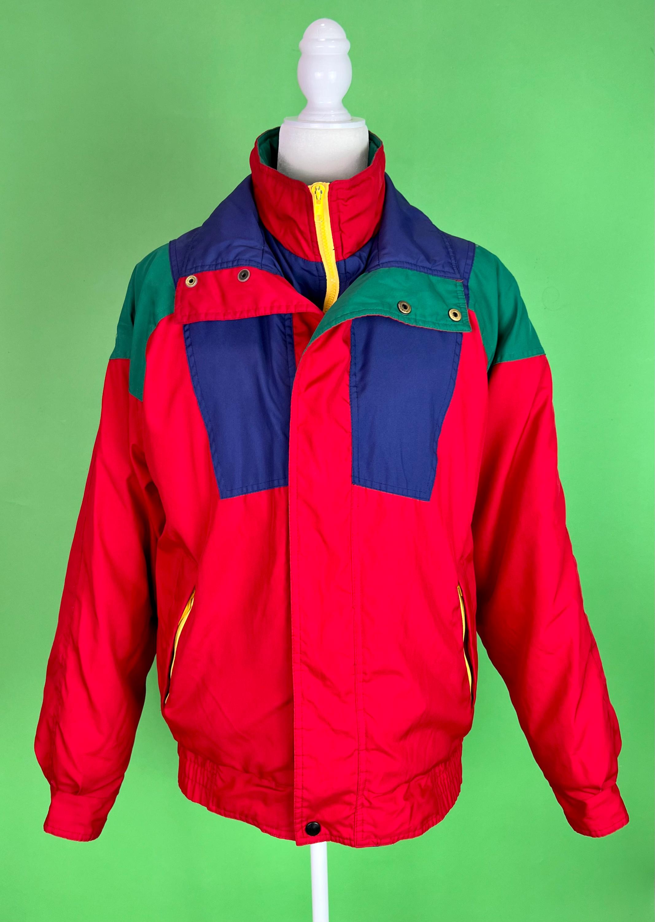 Vintage 80s 90s Oversized Primary Colors Colorblock Down Jacket