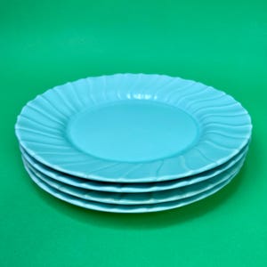 Vintage Franziskaner Ware Coronado Swirl Aqua Blue Speiseteller - 4er Set Frühling Pastell Teller 1940er / 50er Jahre Pastel Blue Robins Egg Blue Geschirr