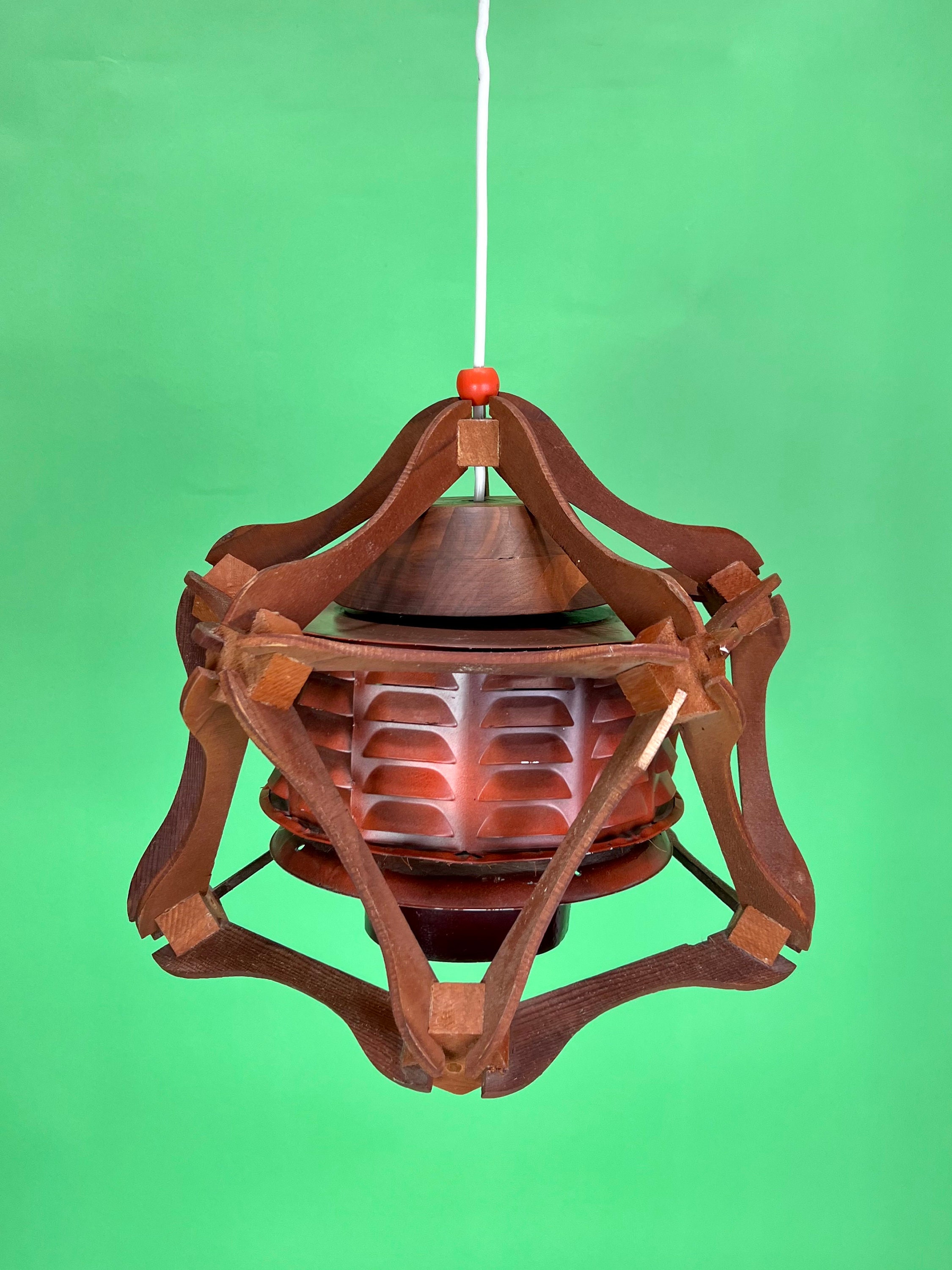激安先着 Handmade Vintage Rustic Century Mid Lamp Pendant Framed Wood アンティーク雑貨