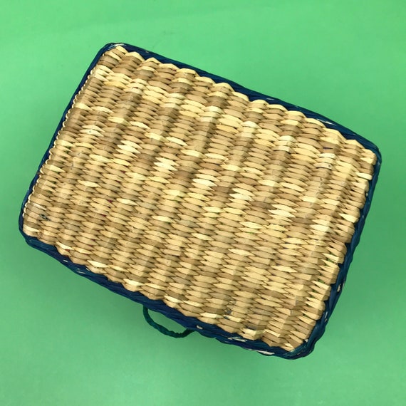 Vintage Green Pink Blue Woven Straw Basket Purse … - image 9
