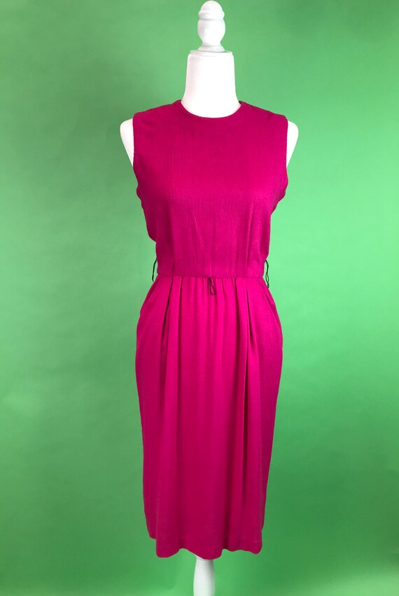 Vintage 80s Hot Pink Wiggle Dress - Size XS/S | B… - image 3