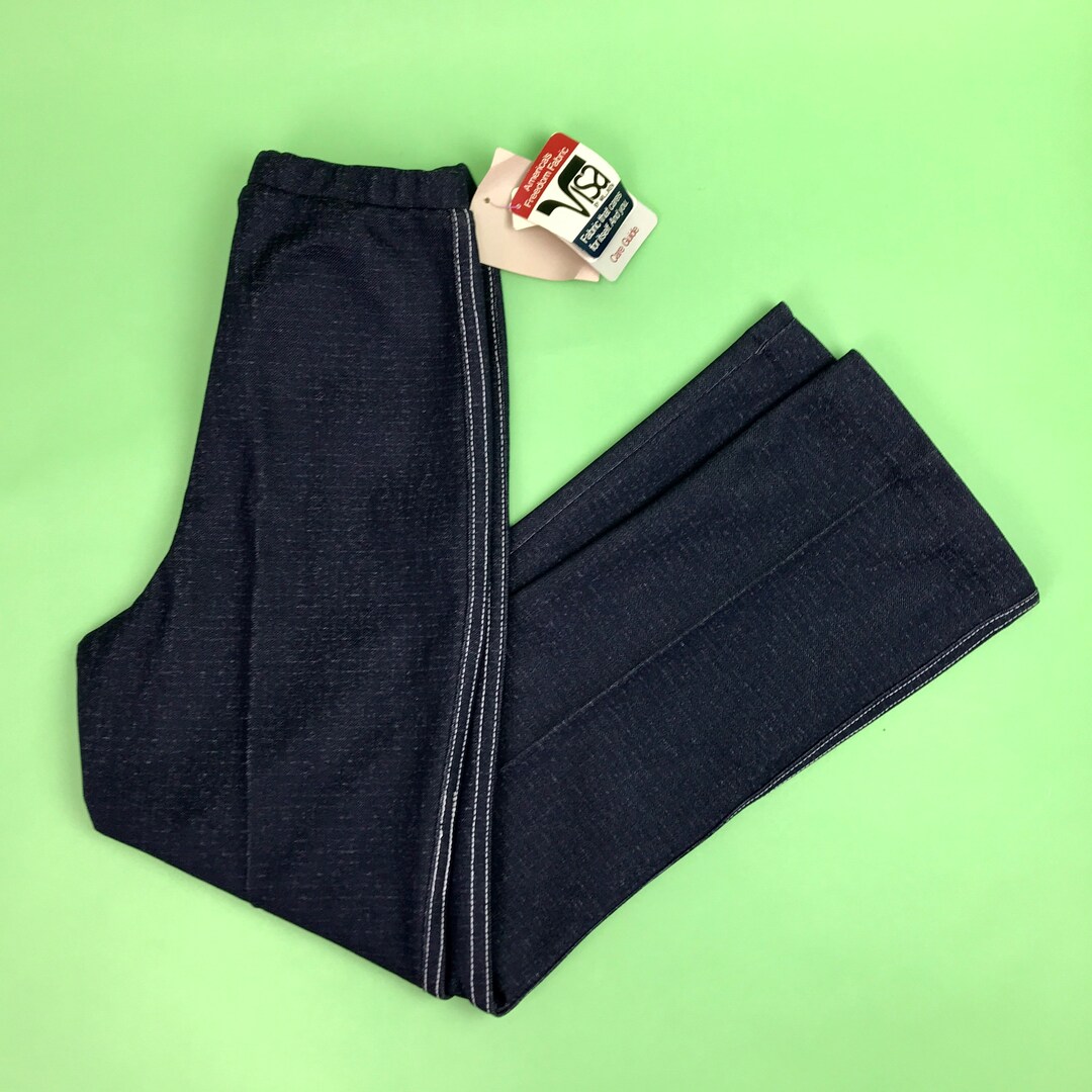 Deadstock Vintage 80s High Waisted Denim Look Stretch Pants Size