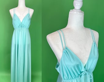 Glamorous Vintage Turquoise Nightgown - Size Large | Vintage Erica Loren Nightgown | Vintage Nightie | Sexy Sleepwear | Valentine's Day Gift